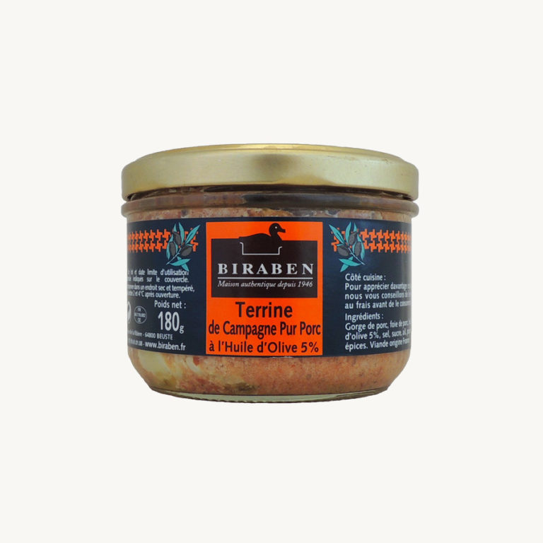 Terrine de campagne à l’huile d’olive bocal 180g Maison Biraben