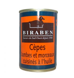 Cèpes cuisinés, Jambes et morceaux, boite 490grs