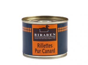 Rillettes pur canard, boite 180grs