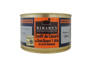 Confit de canard du Sud-Ouest 1 aile, boite 1350grs