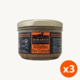lot de 3 bocaux 180g rillettes pur canard