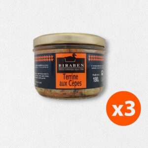Lot de 3 bocaux 180g - Terrine aux cèpes