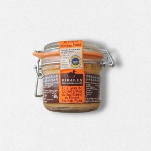 Foie gras de canard entier du Sud-Ouest au piment béarnais fumé - bocal 180g